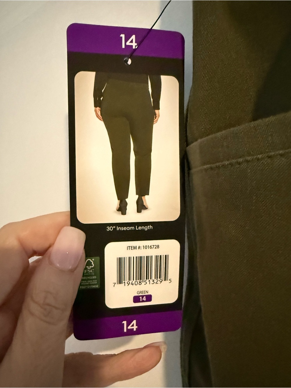 Banana Republic Olive Green Pants Size 14 NWT - Picture 4 of 6